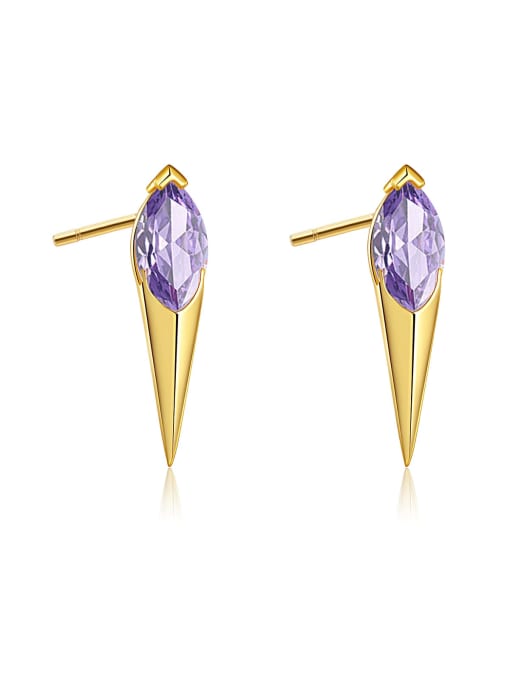 18K gold [purple] 925 Sterling Silver Cubic Zirconia Geometric Trend Stud Earring